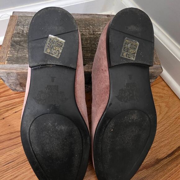 Royal Shoes Pink Velvet Bit Loafers Gold Hardware Smoking Slippers Size 8 main image 4
